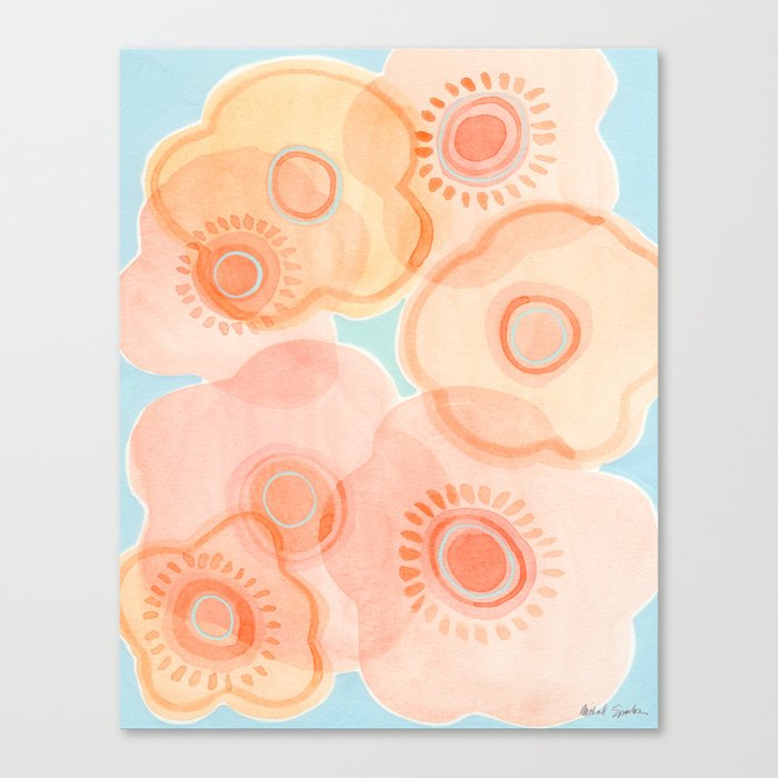 Trendy Flowers in Peach Canvas Print