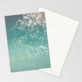 Fresh summer abstract background. Connecting dots, lens flare Stationery Cards