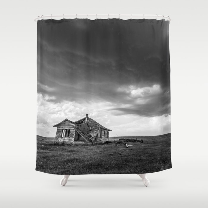 Sweeping Down the Plains - Abandoned House and Storm in Oklahoma Shower Curtain