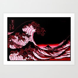 The Great Wave : Red & BlacK Art Print