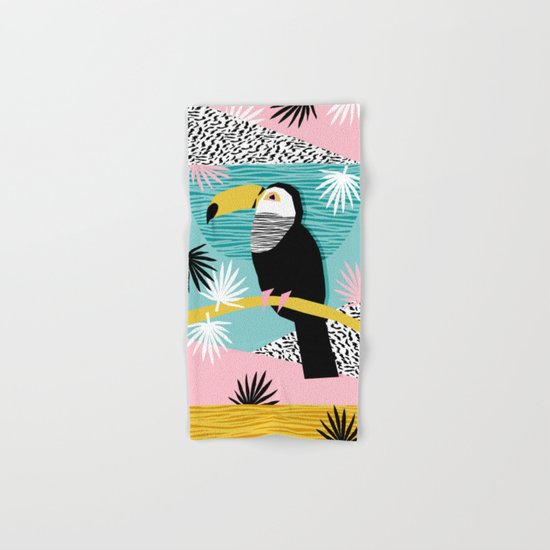 Loopy - wacka designs abstract bird toucan tropical memphis throwback retro neon 1980s style pop art Hand & Bath Towel