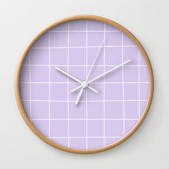 Hand Drawn Grid Lavender Wall Clock