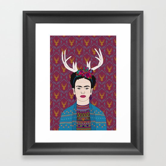 DEER FRIDA Framed Art Print