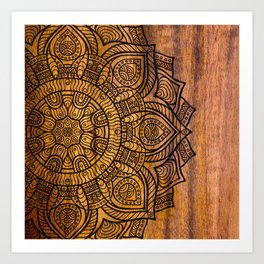 Mandala on Wood Art Print