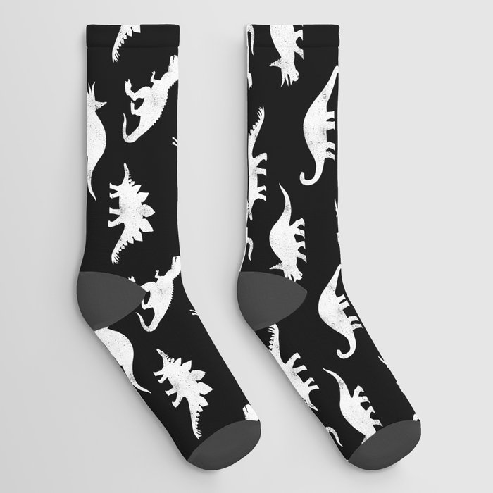 Dinosaurs on Black Socks