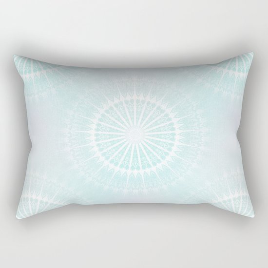 Turquoise Glittering Mandala Rectangular Pillow