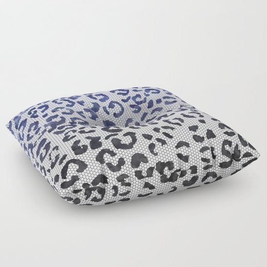 Modern navy blue black watercolor ombre leopard lace pattern Floor Pillow by Girly Trend Society6