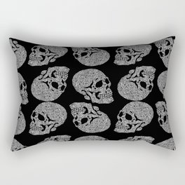 Skull doodle pattern - white on black - trippy art Rectangular Pillow