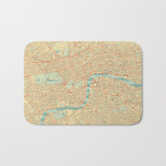 London Map Retro Bath Mat