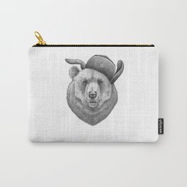 Russian bear Carry-All Pouch | Sovietunion, Ushanka, Bear, Blackandwhite, Drawing, Animal, Russia, Russian, Bears, Wild 