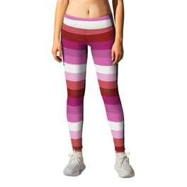 Lesbian flag in thin lines design Leggings | Horizontal Lines, White, Graphicdesign, Pink Shades, Stripes, Bisexual, Orange, Homosexual, Gay, Pride 