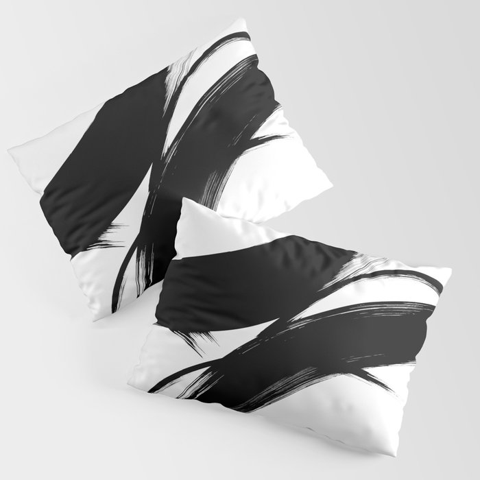Black Abstract Brush Strokes nr 10 Pillow Sham