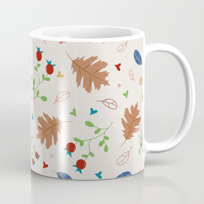 Autumn Vintage Leaves, Florals, and Berries Seamless Pattern Coffee Mug