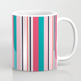 Cute and colorful orange,white,black,pink and teal striped pattern Coffee Mug