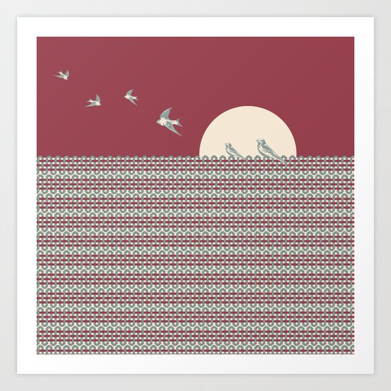One morning, on a fence Art Print
