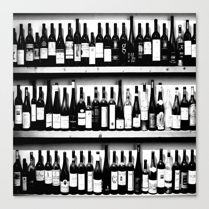 Wine Bottles in Black And White #decor #society6 #buyart Canvas Print