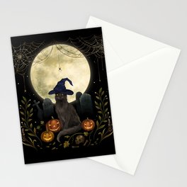 The Black Cat on Halloween Night Stationery Card