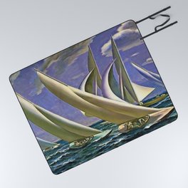 American Masterpiece 'Racing in Newport - America's Cup' by G. Foster Picnic Blanket