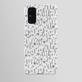 Black sketch wild flowers Android Case