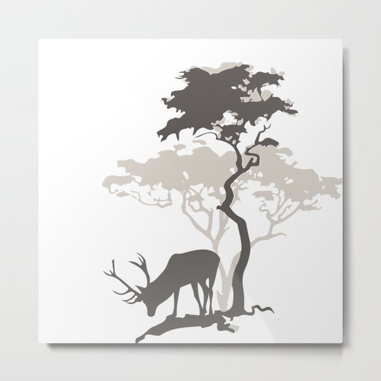 Deer Under Tree No. 2 Metal Print
