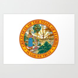 Seal of Florida State, United States of America Art Print | Floridalogo, Floridaflag, Floridaseal, Floridabasketball, Floridavolleyball, Floridahandball, Floridabaseball, Floridagolf, Painting, Floridaswimming 