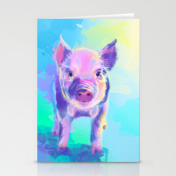 Once Upon A Pig Digital Painting Stationery Cards By Floartstudio