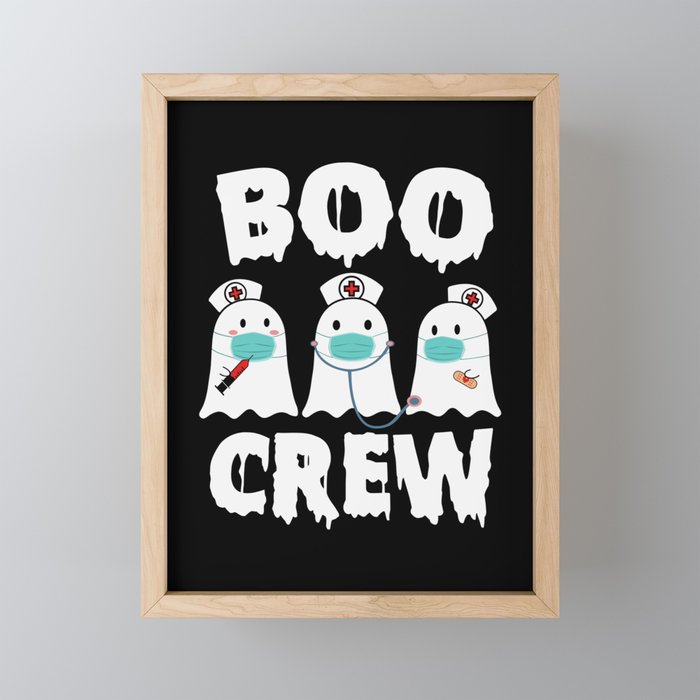 Boo Boo Crew Halloween Nurse Ghost Framed Mini Art Print