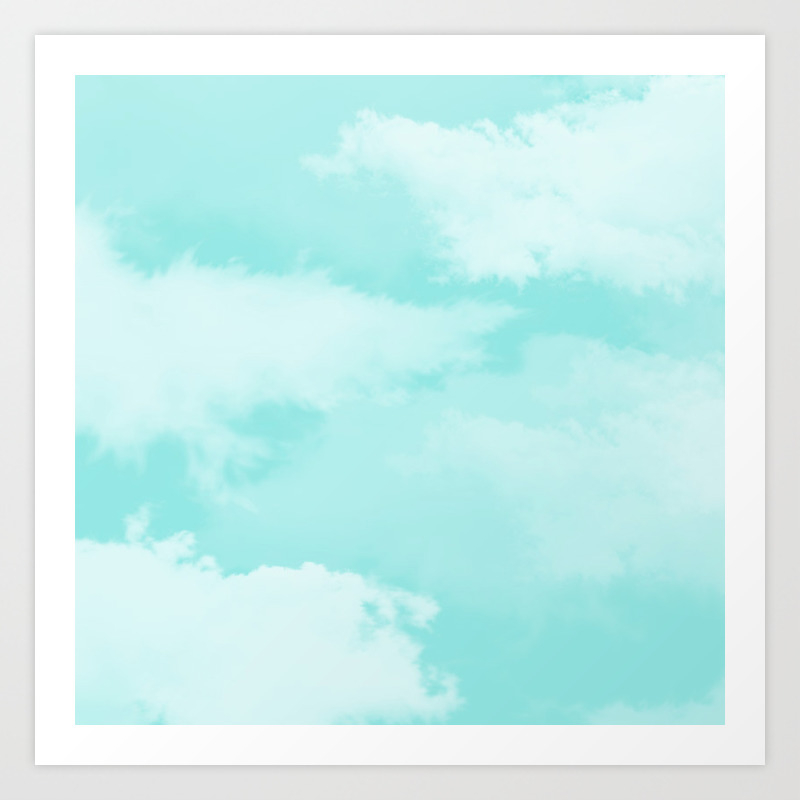 Turquoise White Teal Modern Clouds Pattern Art Print By Pink Water Society6 Teal and white hexagon tiles pattern repeat background that is seamless and repeats. society6