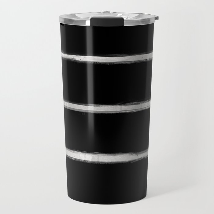 form blocs | skinny strokes horizontal | off white on black  Travel Mug