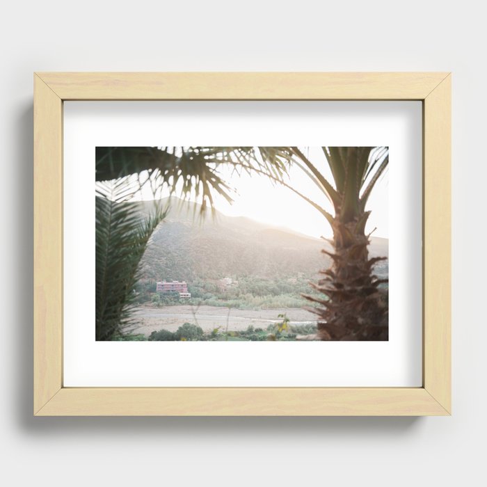 Sunset in the Ourika Valley | View with the Atlas Mountains in the Background |  Marrakech Travel Photography Wall Art | Morocco Print in Pastel Colours Recessed Framed Print