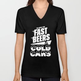 Fast Beers & Cold Cars - White V Neck T Shirt