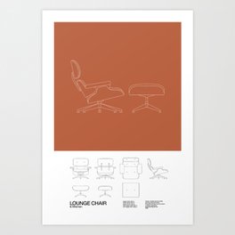 Eames Lounge Chair Poster Mid Century Design - Minimal Design - Charles an Ray Eames Art Print