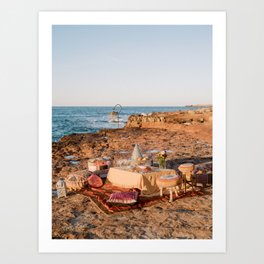 Beach Sunset Picknick | Fine Art Travel Photography | Shot on Ibiza, Cala Conta Art Print | Event, Scenic, Travel, Dinner, View, Photo, Sunset, Calaconta, Coast, Picnic 