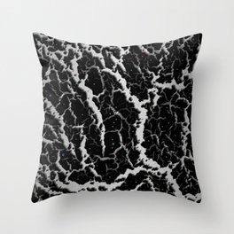 Cracked Space Lava - Silver/White Throw Pillow