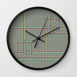  Parallel and perpendicular hand-drawn felt-tip pen lines on soft gray  "Geometric Works" Wall Clock