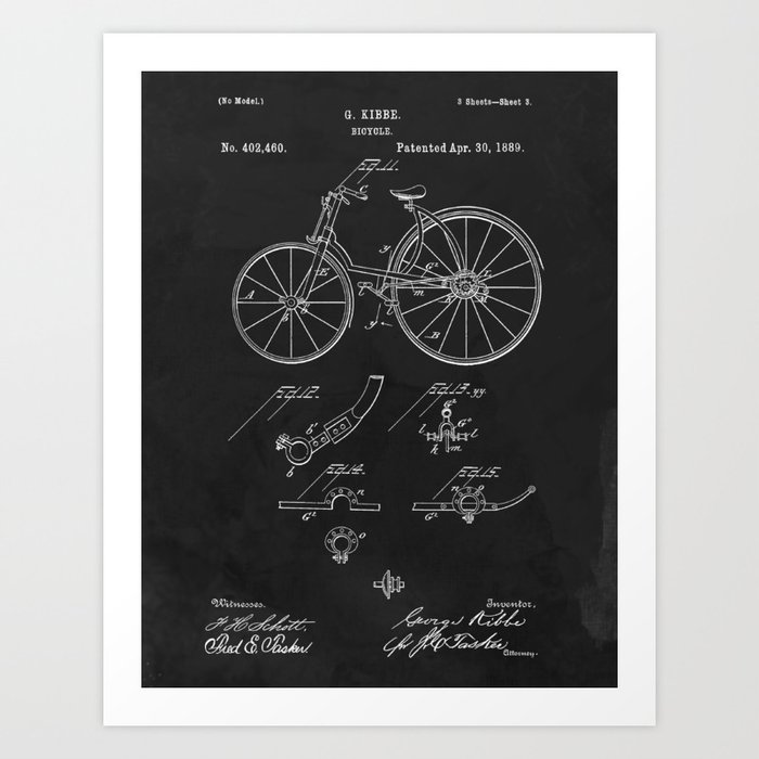 Bicycle 1889 Patent Cycling Art Print
