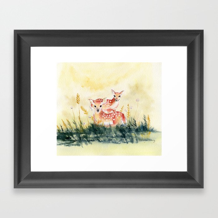 Two Little Deers Framed Art Print