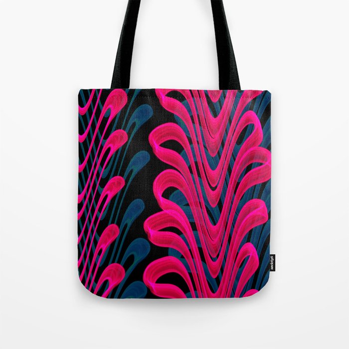 Neon Psychedelic Seaweed design Tote Bag