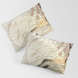 Full Moon Behind Grass - Japanese Vintage Woodblock Print Pillow Sham