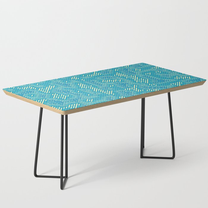 Turquoise Geometric Pattern Coffee Table