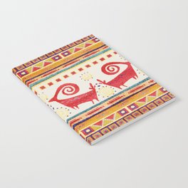 Antique Persian Rug Print With Abstract Quadrupeds Notebook