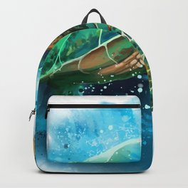 Big sea turtle watercolor Backpack