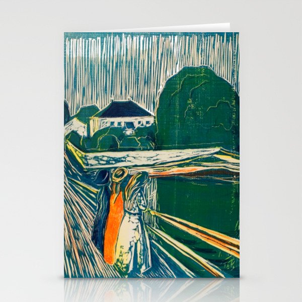 The Girls on the Bridge Edvard Munch Famous Painting Stationery Cards