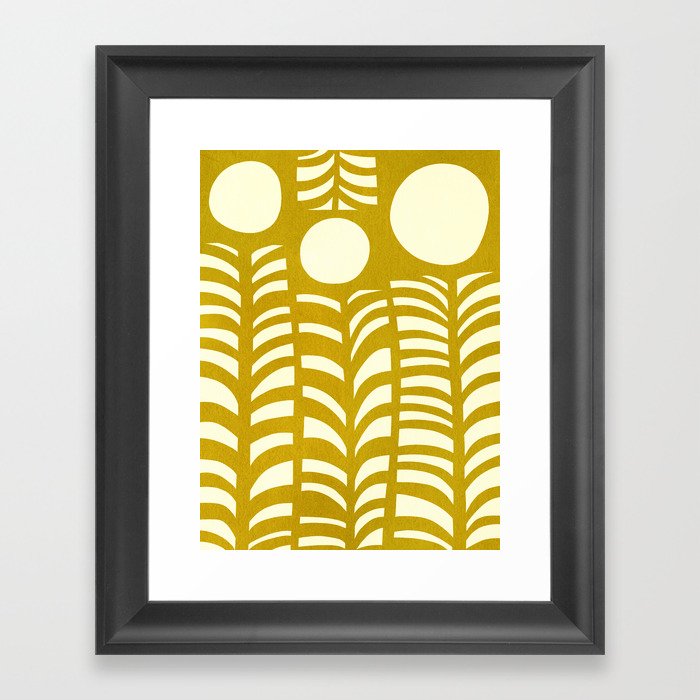Abstract-botanical 31 yellow Framed Art Print