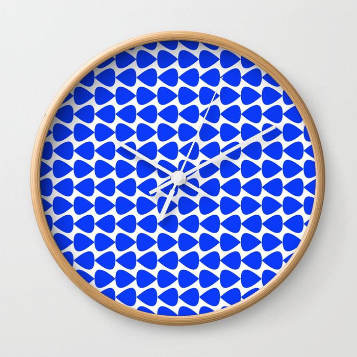 Plectrum Mini Geometric Minimalist Pattern in Electric Blue and White Wall Clock