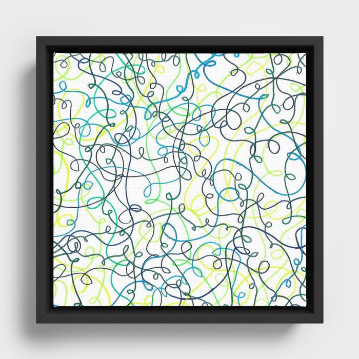 Greenery Squiggles Framed Canvas