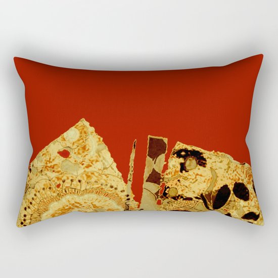 torn golden floral on red Rectangular Pillow
