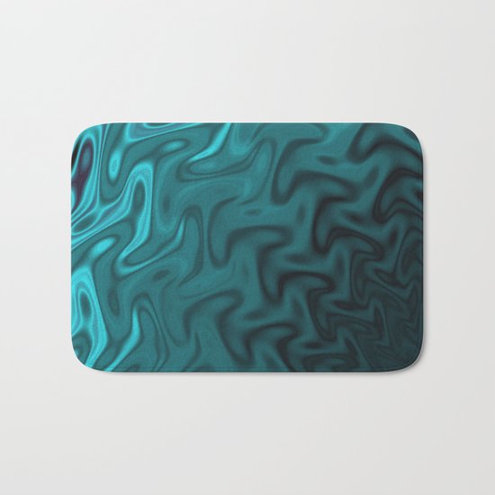 Ripples Fractal in Ocean Blue Bath Mat