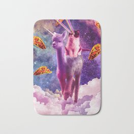 Cosmic Cat Riding Alpaca Unicorn Bath Mat