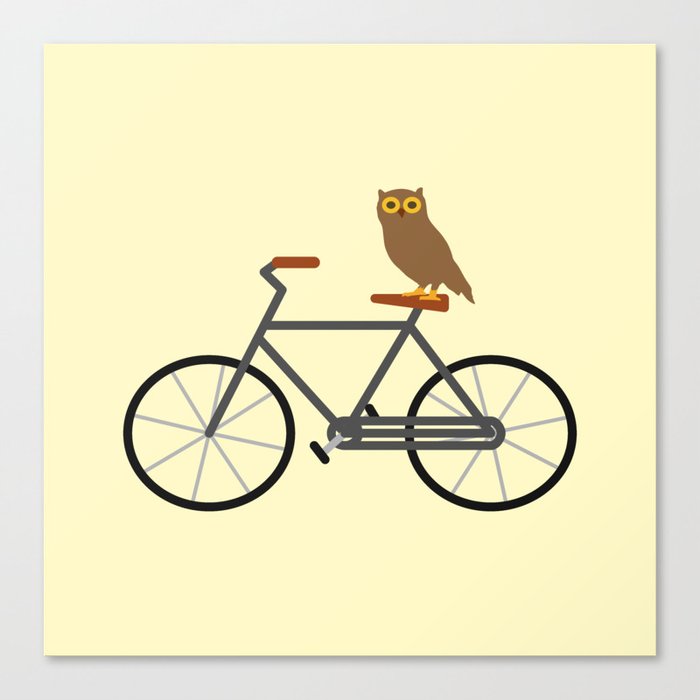 Owl Riding Bike Canvas Print
